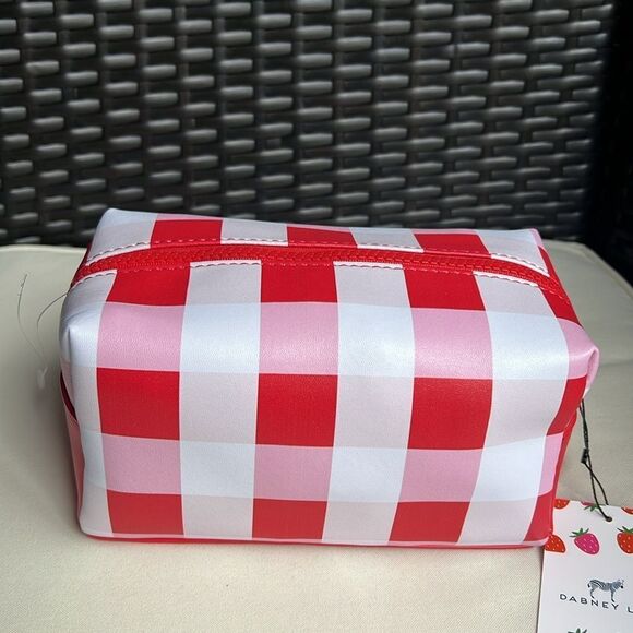 Dabney Lee  Strawberry Red and White Checkered Cosmetic Bag - Picture 7 of 11